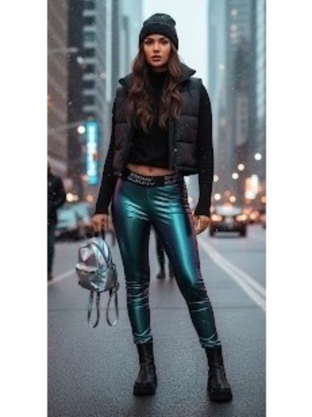 NWT Club Exx Metallic High Waist Iridescent Leggings | Après-Sk Rave Euphoria XS - Picture 11 of 12